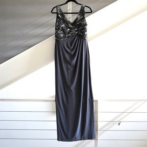Ralph Lauren Gray Sequin Sleeveless Maxi Formal Gown Size 6P Evening